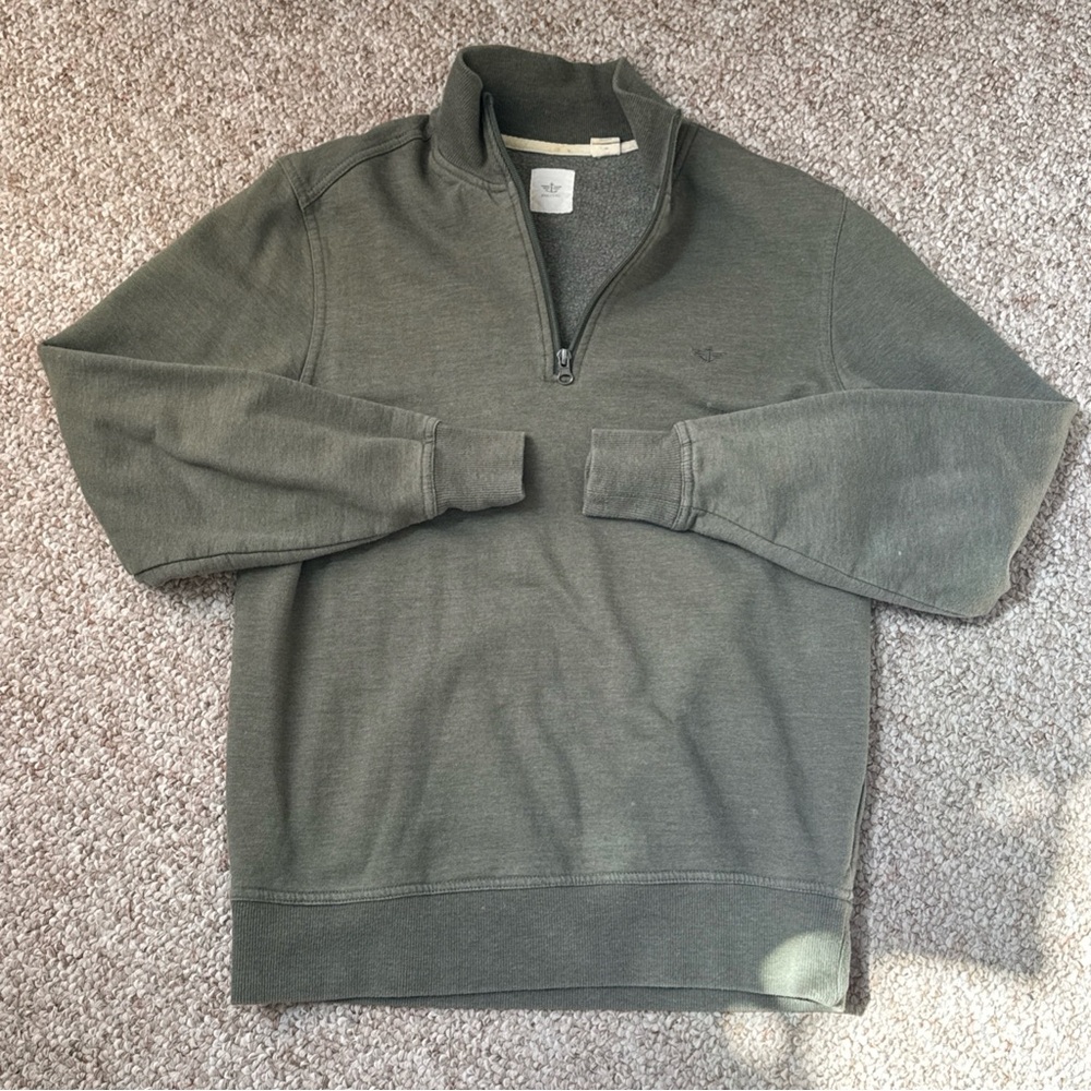 Dockers Men's Olive Quarter-Zip Sweater Medium